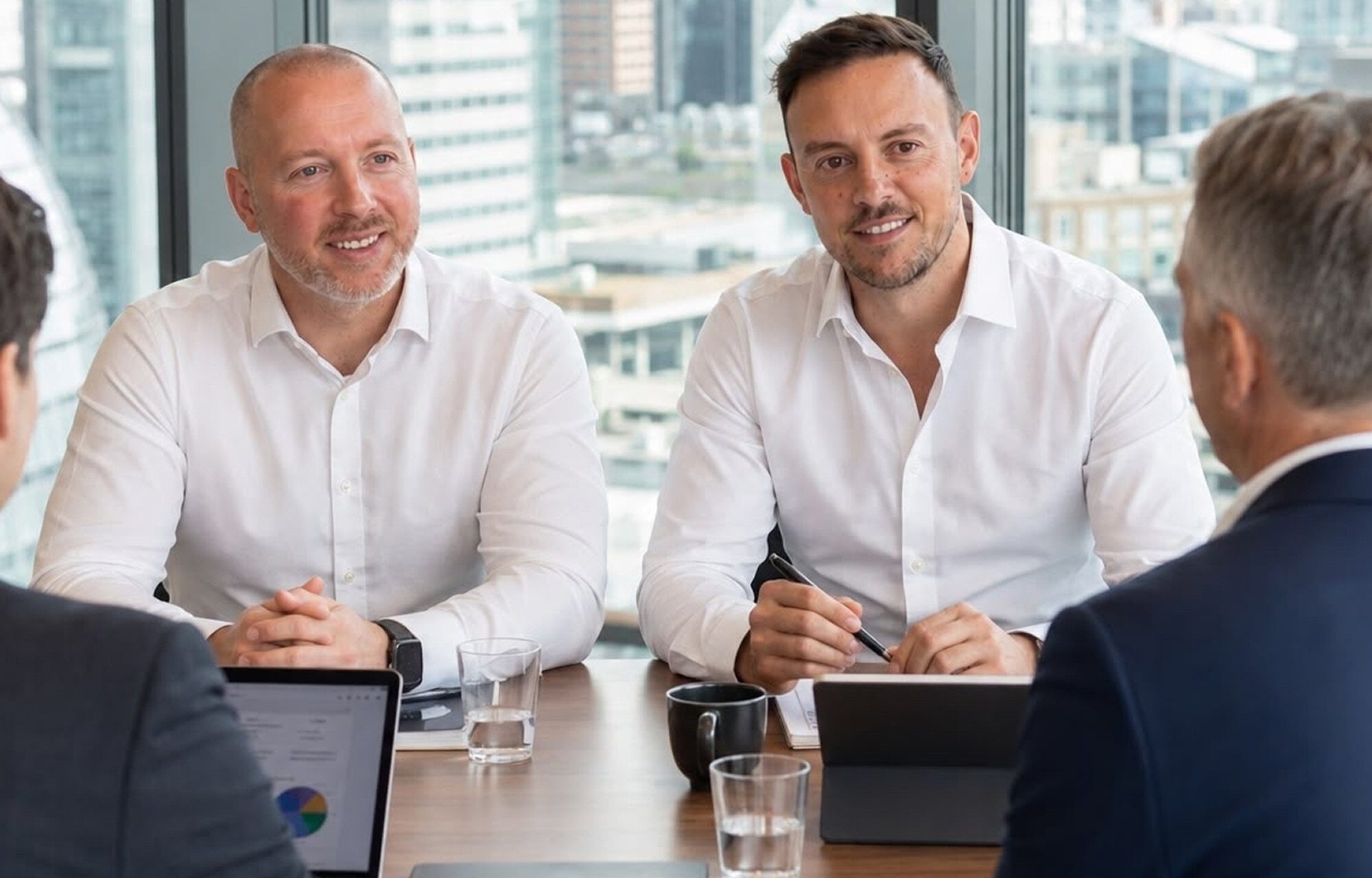 Tom Young and Sam Skinner meeting a client